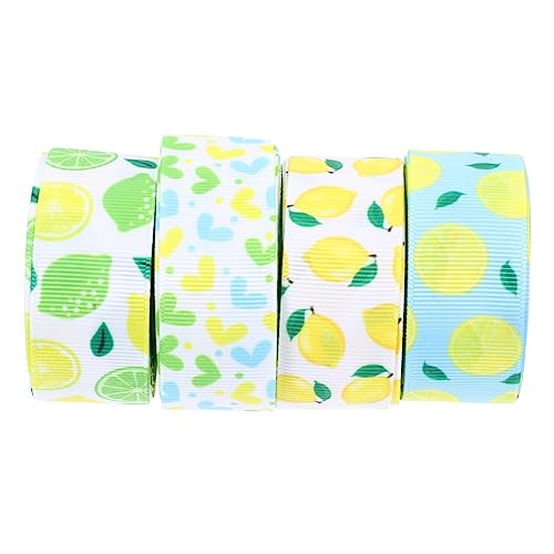 HAPINARY 4 Rollen Polyester Geschenkband mit Zitronenherzen Dekorationsbänder für DIY Partydekoration und Bastelprojekte pro für Festliche Anlässe HAPINARY 4 Rollen Polyester Geschenkband mit Zitronenherzen Dekorationsbänder für DIY Partydekoration und Bastelprojekte pro für Festliche Anlässe von HAPINARY