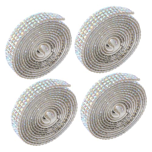 HAPINARY 4 Rollen Selbstklebendes Strassband Breit Rolle Ab Farbige Glitzersteine Klebeband für DIY Schmuck Kleidung Geschenkverpackung und Bastelprojekte von HAPINARY
