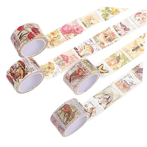 HAPINARY 4 Rollen Vintage Pflanzenmotiven Aufkleber Retro Scrapbook Sticker für DIY Tagebuch und Planer Dekorativ und Langlebig für Kunsthandwerk und Journaling von HAPINARY