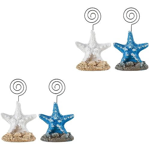 HAPINARY 4 Stück Mediterraner Stil Meeresstern Notizhalter Kreative Tischdekoration für Fotos Notizen Visitenkarten für Zuhause Partys Hochzeiten und Restaurants von HAPINARY
