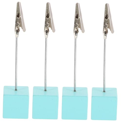 HAPINARY 4 Stück Memo Clip Halter Teiliges mit Quadratischer Holzbasis Vielseitiger Zettelhalter für Tisch Memo und Kartenhalter in Hellblau Stabiler Notizständer für Büro Zuhause und HAPINARY 4 Stück Memo Clip Halter Teiliges mit Quadratischer Holzbasis Vielseitiger Zettelhalter für Tisch Memo und Kartenhalter in Hellblau Stabiler Notizständer für Büro Zuhause und von HAPINARY