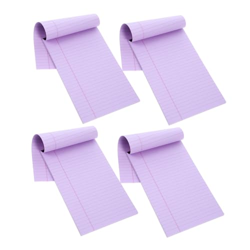HAPINARY 4 Stück Notizbuch Tragbar Pads Kleine Notizbuchspirale Notizbuch Liniert Schreibwaren Unterlage Schmucklos Memo -pad Schule Memo Legal Eng Zeitschrift Regiert Pukka Papier Violett von HAPINARY