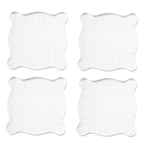 HAPINARY 4 Stück Teiliges Acryl Stempelblock Set mit Wellenlinien und Karomuster Transparenter Langlebiger Acrylblock für Scrapbooking Kartengestaltung und Vielseitiges Basteln von HAPINARY