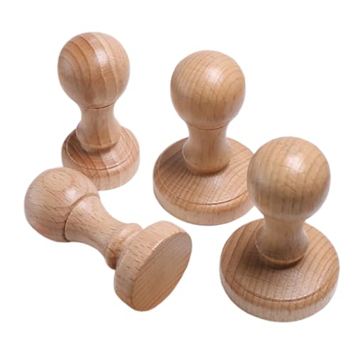 HAPINARY 4 Stück Teiliges Holzstempelgriff für Kreative Diy Projekte Stempelhalter für Bastelarbeiten Schulbedarf und Einfach zu Montieren mit Gummiunterlage nicht Enthalten von HAPINARY