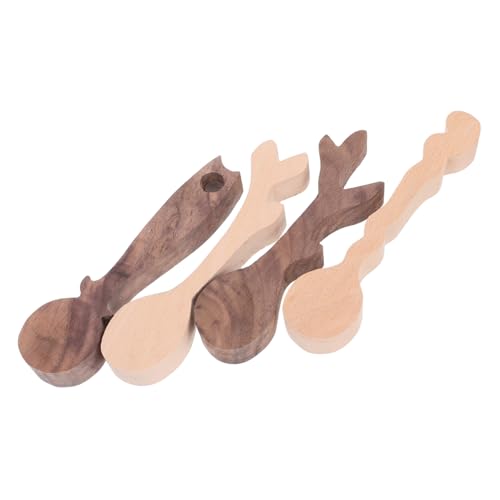 HAPINARY 4 Stück Teiliges Löffelschnitz Unvollendetem Holz DIY Holzlöffelrohlinge aus Buchenholz und Schwarznuss Geeignet für Anfänger und Bastelbegeisterte Kreative Schnitzprojekte von HAPINARY