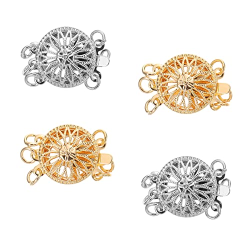 HAPINARY 4 Stück Teiliges Multi Strang Schmuckverbinder für Halsketten und Armbänder Langlebige Mehrschichtige Verschlüsse in Weißgold und Gold für DIY Perlenarmbänder von HAPINARY