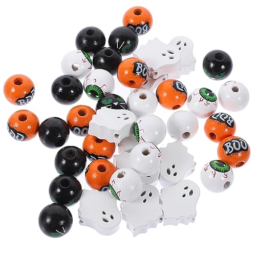 HAPINARY 40 Stück Farbige Holzperlen, Abstandsperlen Für Die Schmuckherstellung, DIY Bastelperlen, Ästhetische Perlen, Themen Holzperlen, Halloween, Diy, Lose Perlen, Bunte Perlen, Perlen von HAPINARY