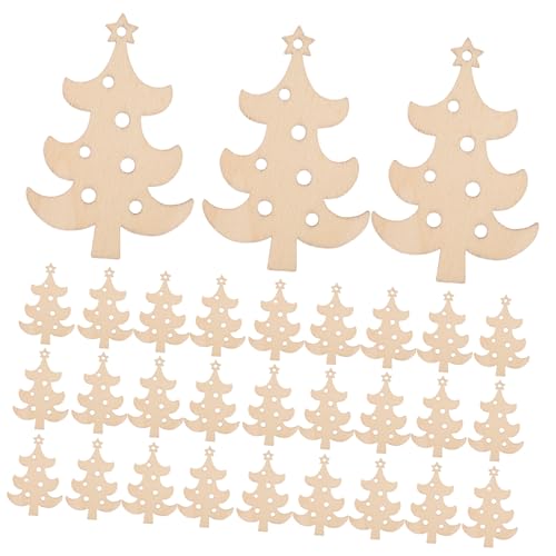HAPINARY 40 Stück Unvollendete Weihnachtsbaum-holzfiguren zum Bemalen Blanko Holzanhänger für DIY Weihnachtsdeko Sichere Oberfläche für Familienbasteln Vielseitig für Festtagsdekorationen von HAPINARY