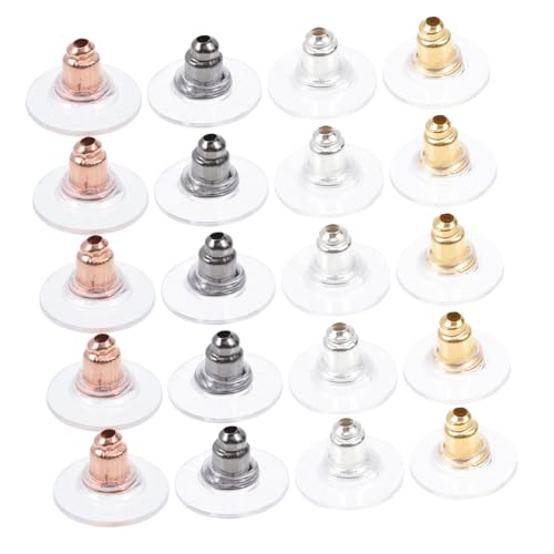 HAPINARY 400 Stück Ohrstecker Verschlüsse DIY Ohrhaken Stopper Ohrschmuck Zubehör Metall Flach Flexibel Langlebig in Roségold Gold Silber Dunkelgrau für Schmuckherstellung von HAPINARY