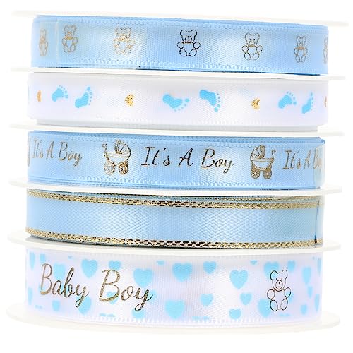 HAPINARY 5 Rollen Babyband, Zuschneidbares Verpackungsband, Handgefertigtes Verpackungsband, Haushaltsverpackungsband, Zuschneidbares Wickelband, Geschenkband, Polyester Wickelband, von HAPINARY