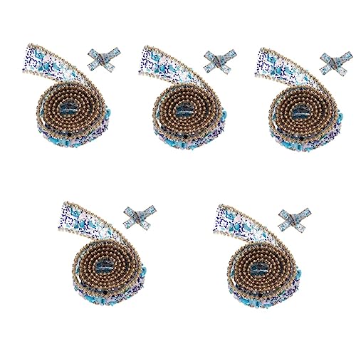 HAPINARY 5 Rollen Breites Dekoratives Strassband Himmelsblau mit Goldakzenten Multifunktionales Selbstklebendes Kostümband für Festdekoration für Kleidung und Bastelarbeiten HAPINARY 5 Rollen Breites Dekoratives Strassband Himmelsblau mit Goldakzenten Multifunktionales Selbstklebendes Kostümband für Festdekoration für Kleidung und Bastelarbeiten von HAPINARY