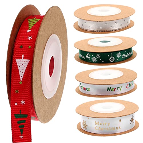 HAPINARY 5 Rollen Geschenkverpackungsband, Geschenkband, Weihnachtsgeschenkband, Geschenkband, Weihnachtsbedrucktes Band, Weihnachtsbedarf, Band Zum Basteln HAPINARY 5 Rollen Geschenkverpackungsband, Geschenkband, Weihnachtsgeschenkband, Geschenkband, Weihnachtsbedrucktes Band, Weihnachtsbedarf, Band Zum Basteln von HAPINARY