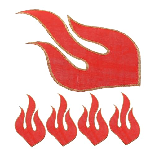 HAPINARY 5 Stück Bestickter Flammen Aufnäher, Feuerflammen, Bestickte Applikationen, Aufnäher Für Kleidung, Zum Aufbügeln Auf Stoff, Aufnäher Mit Feuerflammen, Nähflicken, Feuerflammen von HAPINARY