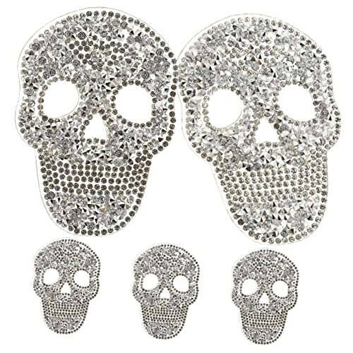 HAPINARY 5 Stück Hot Drill Patch Halloween Strass Aufbügler Aufnäher Applikation Aufnäher Halloween Skelett Aufbügler Einzigartiger Patch Applikation von HAPINARY