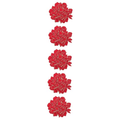HAPINARY 5 Stück Pfingstrosen Blumen Stoffaufkleber, Applikationen, Aufnäher, Pfingstrosen Patches, Blumen Applikation Für Kleidung, Stickpatches Für Kleidung, Bestickter Aufnäher, von HAPINARY