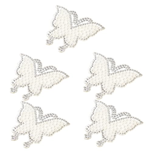 HAPINARY 5 Stück Schmetterlingsperlenaufkleber, Zarte Kleidungsflicken, Schmetterlings Strassflicken, Multifunktionale Kleidungsflicken, Zarte Mantelflicken, DIY Strassflicken, Hutzubehör von HAPINARY