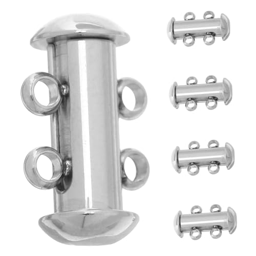 HAPINARY 5 Stück Teiliges Edelstahl Doppelreihen-schmuckverbinder Sicherer Robuster Verschluss für Halsketten und Armbänder Vielseitiger DIY Schmuck-connector für Mehrlagige Designs von HAPINARY
