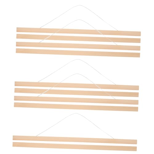 HAPINARY 5 Stück Teiliges Holz Hängesystem für Kunstrollen Minimalistischer Rahmen für Bilder Poster und Wandkunst für Studios Galerien und Zuhause Einfache Installation und Vielseitige von HAPINARY