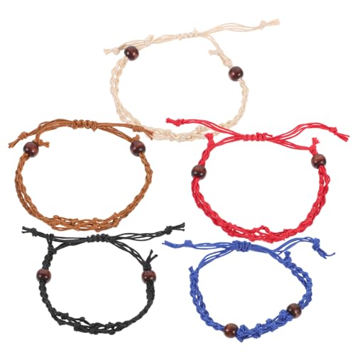 HAPINARY 5 Stück Teiliges Verstellbares Armband aus Handgewebtem Seil mit Leerem Kristallhalter Dekorative Damen Armbänder in Rot Blau Braun Schwarz und Beige Einzigartiges Design für von HAPINARY