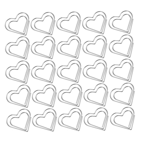 HAPINARY 50 Stück Liebe Büroklammer Bürobedarf Büroklammer zum Modellieren von Herzen Papierklemmen Schulzeitungsklammern Büroklammern klein Journaling Büroklammern Papierclip Metall Silber von HAPINARY