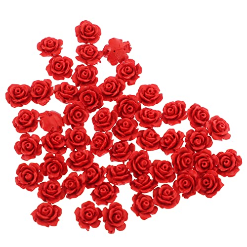 HAPINARY 50 Stück Lose Rosenperlen, Halsketten Abstandshalter, DIY Schmuckperlen, Blumen, Schmuckherstellung, Rosenschmuckherstellung, Perlen, Rote Rosenperlen, Armbandperlen, von HAPINARY