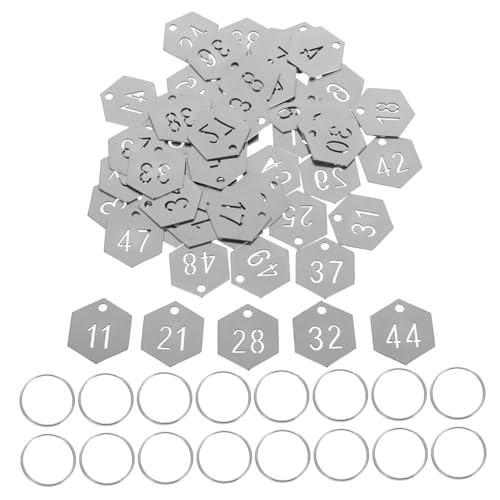 HAPINARY 50 Stück Nummernschild etiketten aus edelstahl Schlüsselanhänger Identifikatoren number pendant schlüsselringe metal key labels schlüsselbeschriftung Rostfreier Stahl Silber von HAPINARY