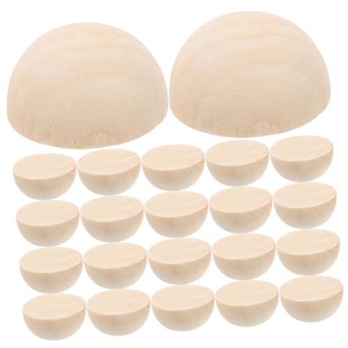 HAPINARY 50 Stück Unbehandelte Holzhalbkugeln Naturholz für DIY Projekte Große Halbkugelige Holzperlen für Bastelarbeiten Schmuckherstellung und Dekoration von HAPINARY