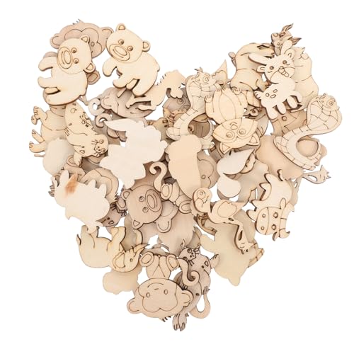HAPINARY 50 Stück Unfertige Holztiere Ausschnitte Tier Holzscheiben für Basteln DIY Dekoration Malen und Kreative Projekte für Heim und Partydesign von HAPINARY