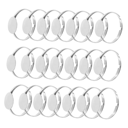 HAPINARY 50 Stück Verstellbare Ringfassungen mit Flachem Rundpad Stabile Diy Schmuckringe für Edelstein Einlagen Vielseitige Ringrohlinge für Schmuckherstellung und Bastelprojekte von HAPINARY