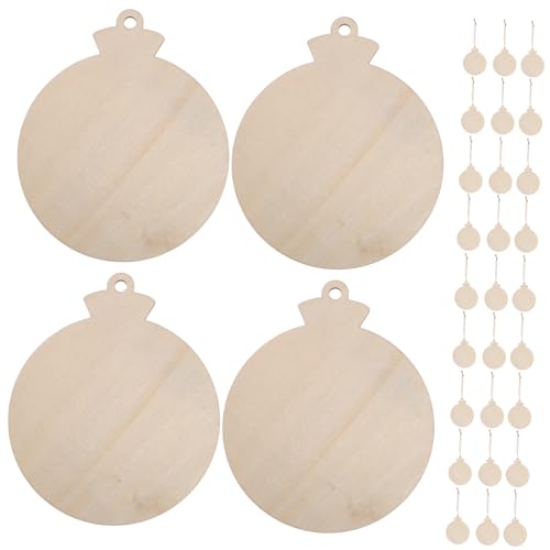 HAPINARY 50 Stück Weihnachtsornamente Aus Holz, Klassenzimmer Ornamente, DIY Holzhandwerk, Holzhandwerksbedarf, Unvollendete Vorgebohrte Ausschnitte, Ornamente Aus Holz Für Gravurprojekte, von HAPINARY