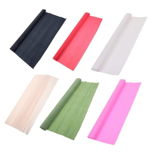 HAPINARY 6 Rollen Floristen Krepppapier Bastelpapier für DIY Blumen Geschenkverpackung und Partydekoration Farben Grün Weiß Haut Rosa Rot Schwarz Vielseitig für Blumenbasteln und Dekoration von HAPINARY