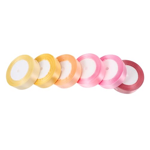 HAPINARY 6 Rollen Goldenes Satinband Braut- Schnur Zum Einwickeln Einladung Paare Satinband Band Zum Verpacken Hochzeit Rosa Weiß Brautflügel Junggesellin Dusche Geschenkband Polyester von HAPINARY