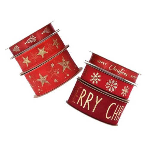 HAPINARY 6 Rollen Rote Glitzer Dekobänder mit Goldfolie Breit Organza Geschenkband für Weihnachtsdeko DIY Basteln Kränze Partyverpackung Schneeflocken Festliche Schleifen HAPINARY 6 Rollen Rote Glitzer Dekobänder mit Goldfolie Breit Organza Geschenkband für Weihnachtsdeko DIY Basteln Kränze Partyverpackung Schneeflocken Festliche Schleifen von HAPINARY
