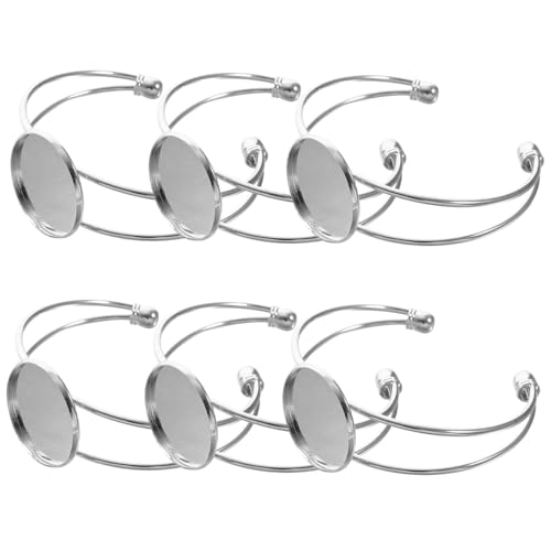 HAPINARY 6 Stück Runde Y Förmige Kupfer Armband Grundlagen Silberfarben Langlebige DIY Glasanhänger Ketten für Schmuckherstellung Verstellbar und Rostfrei von HAPINARY