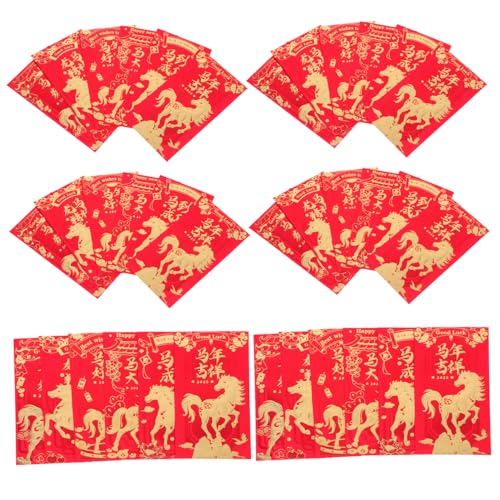 HAPINARY 60 Stück Rote Umschläge Jahr Des Pferdes Rote Glücksumschläge Chinesisches Neujahrsfest Hochzeit Geburtstag Hong Bao Umschläge mit Goldprägung für Frühlingsfest und Feierlichkeiten von HAPINARY