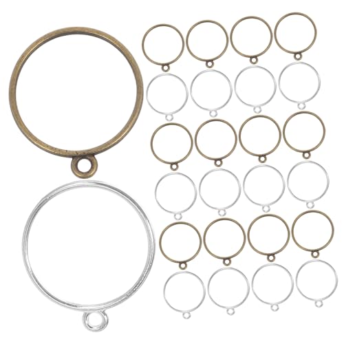 HAPINARY 60 Stück Runde Offene Lünette aus Legierung Hohle Rahmen Anhänger für Resin Ohrringe Strapazierfähige Schmuckfassung zum DIY Basteln von Harz Pressed Flower Halsketten und HAPINARY 60 Stück Runde Offene Lünette aus Legierung Hohle Rahmen Anhänger für Resin Ohrringe Strapazierfähige Schmuckfassung zum DIY Basteln von Harz Pressed Flower Halsketten und von HAPINARY