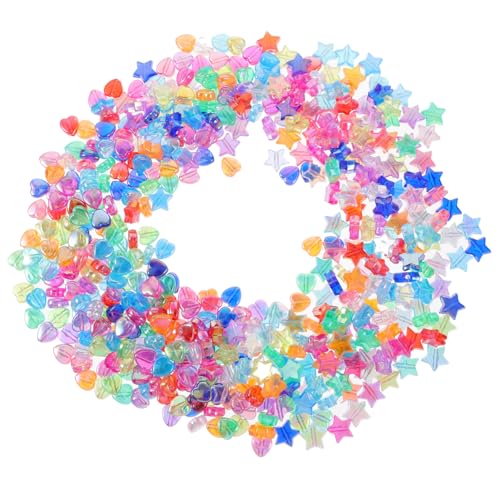 HAPINARY 600 Stück DIY Acryl Perlen Bunte Spacer Perlen in Stern und Herzform Bastelperlen für Schmuckherstellung Armband Halskette Schlüsselanhänger Vielseitiges Schmuckzubehör von HAPINARY