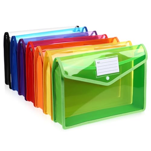 HAPINARY 7 Stück Plastiktüte Knopfschnalle Aktentasche mit Knopf transparente Taste transparente Schreibwarentasche ordner Dokumentenumschläge aus Kunststoff Dateiumschläge mit Snaptaste pp von HAPINARY