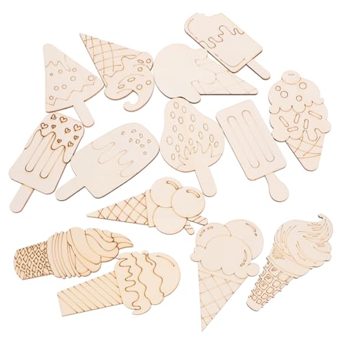 HAPINARY 70 Stück Teiliges Unbemalter Holzschnitte für DIY Projekte Kreative Eiscreme Scheiben Robustem Holz für Malerei und Sommerdekorationen von HAPINARY