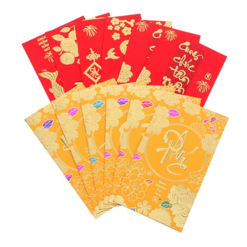 HAPINARY 72 Stück Teiliges Vietnamesische Lunar Year Envelopes Spring Festival Money Packets Traditionelle Li Xi Umschläge für Familie Freunde Geschäft von HAPINARY