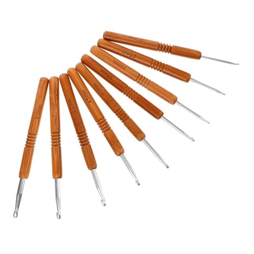 HAPINARY 9 Stück Teiliges Häkelhaken Set mit Ergonomischem Bambusgriff Langlebig und Leicht für Stricken und Häkeln Geeignet für Erwachsene und Anfänger Vielseitige Garnhandwerkswerkzeuge von HAPINARY