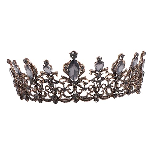 HAPINARY Barocke Hochzeit Krone mit Strasssteinen Braut Kopfschmuck aus Langlebiger Funkelndes Diadem für Halloween Gothic Damen Headwear Eleganter Brautschmuck für Besondere Anlässe von HAPINARY