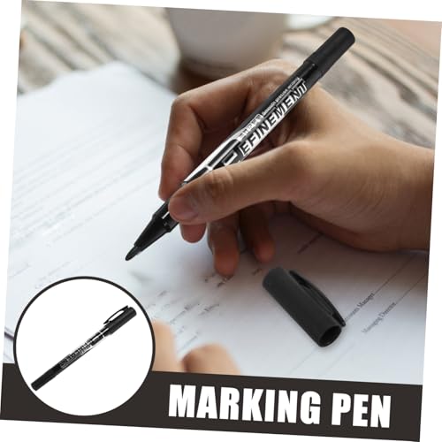 HAPINARY Doppelseitiger Permanent Marker mit Schwarzer Tinte Schnelltrocknend mit Kunststoffclip Geeignet für Glas Leder Plastik Metall Nachfüllbar Tragbarer Marker mit Feiner und Breiter von HAPINARY