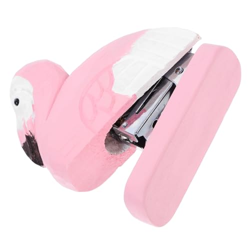 HAPINARY Flamingo Heftler Handhefter Süßes Flamingo Kinderhefter manueller Tischhefter Flamingo-Desktop-Dekoration Desktop-Hefter Holzhefter Mini Hefter Flamingo -Figur Metall Rosa von HAPINARY