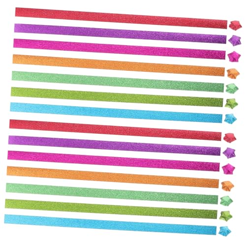 HAPINARY Glänzendes Origami Set Glitzer Papierstreifen Bunt DIY Bastelset für Erwachsene Holografisches Faltpapier für Kreative Familienprojekte und Funkelnde Dekorationen von HAPINARY