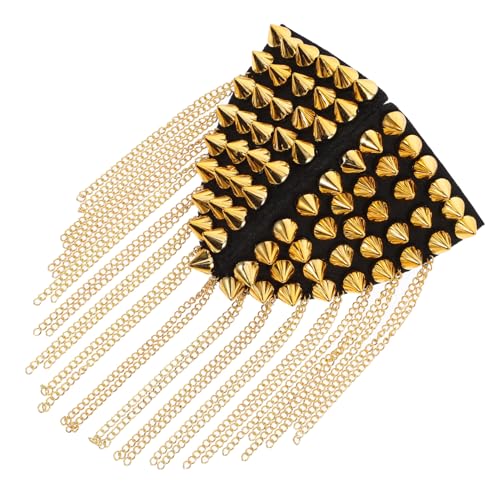 HAPINARY Goldene Punk Niet Quasten Schulterklappe Modische Vintage Epaulette mit Kettenfransen Dekoratives Kostüm Zubehör für Uniformen und Party Outfits von HAPINARY