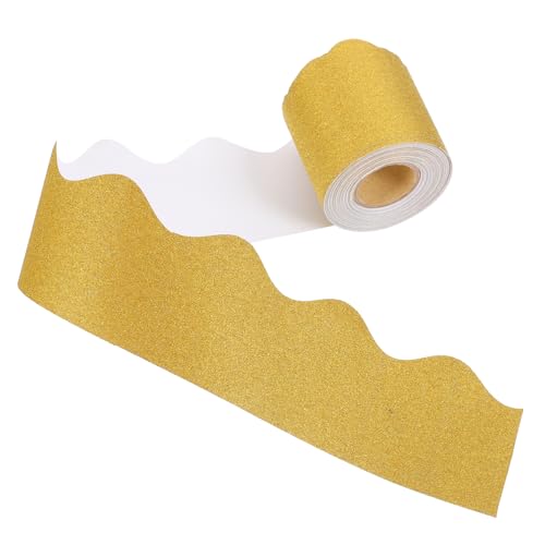 HAPINARY Goldener Wasserfester Bulletin Board Rand Wellenförmiger Austauschbarer Randstreifen für Schwarze Tafeln Diy Bastelpapier für Klassenzimmerdekoration und Scrapbooking von HAPINARY
