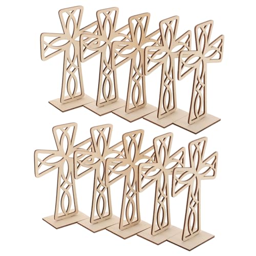 HAPINARY Künstlerische und dekorative Holzkreuz-Ornamente 10er-Pack Kreuz- für -Bastelbedarf von HAPINARY