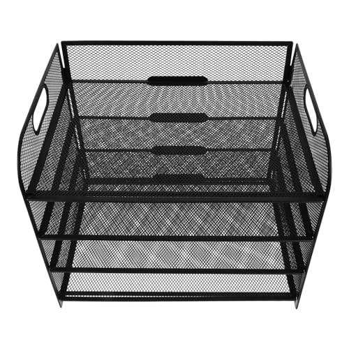 HAPINARY Stufiger Metall Mesh Dokumentenhalter mit Griffen Robuster Abnehmbarer Briefablage organizer für Büro Stapelbar Platzsparend für Schreibtisch zur Aufbewahrung von Akten und von HAPINARY