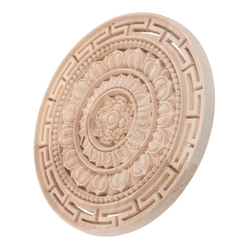 HAPINARY Unlackierte Runde Holzapplikation Mandala Blume Holzornament Möbel Dekoration für Schrank Bett Wand Vielseitig Bemalbar Europäischer Stil von HAPINARY